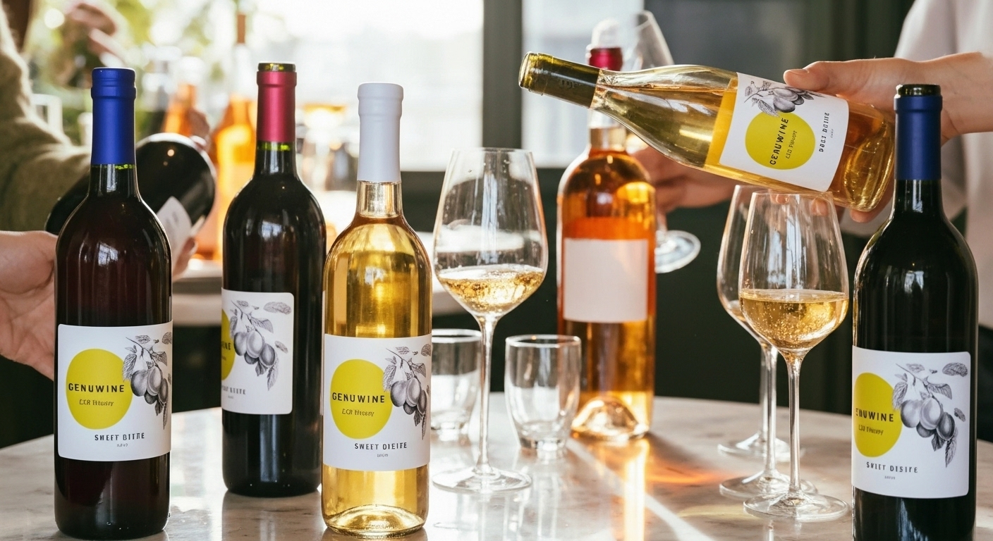 Multiple wine varieties on bright table